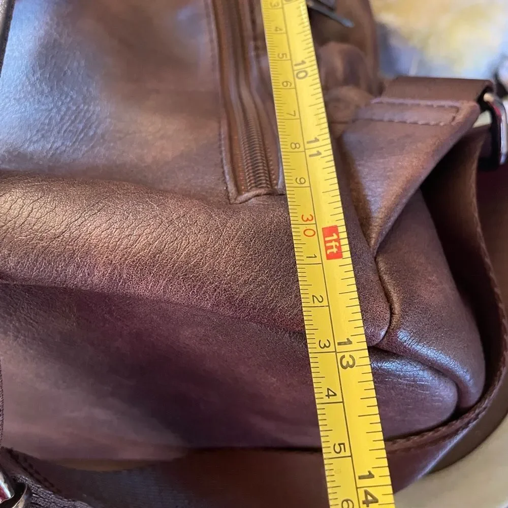 Cluci Faux Leather Vegan Leather Brown Women’s Backpack - Picture 14 of 16